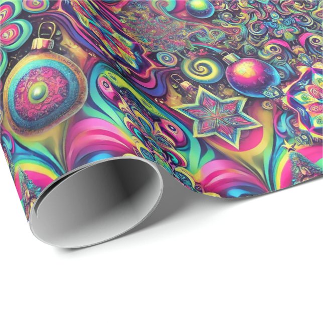 Papel De Regalo Psychedelic Christmas Wrapping Paper (Esquina del rollo)