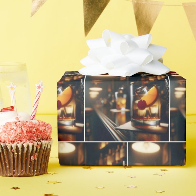 Papel De Regalo Pub Old Fashion Cocktail (Fiesta de cumpleaños )