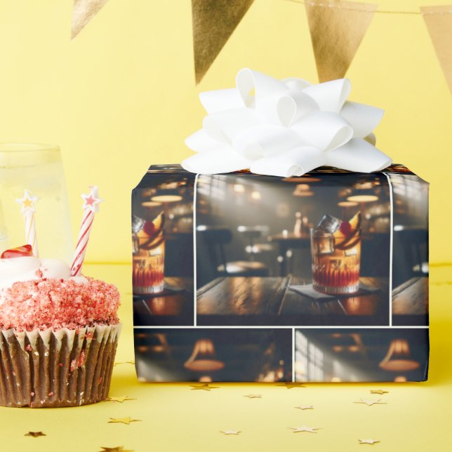 Papel De Regalo Pub Old Fashion Cocktail (Fiesta de cumpleaños )