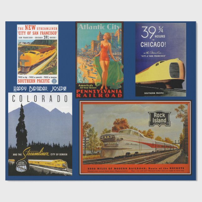 Papel De Regalo Publicidad de Vintage Railway (Superficie plana)