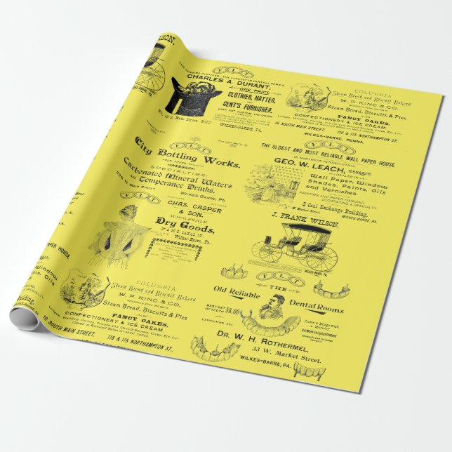 Papel De Regalo Publicidad de Wilkes-Barre Pennsylvania en los año (Desenrollado)