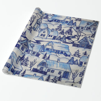 Papel De Regalo Pueblo de las Felices Navidad del