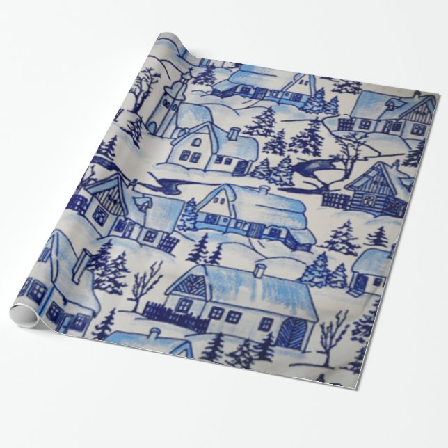 Papel De Regalo Pueblo de las Felices Navidad del (Desenrollado)