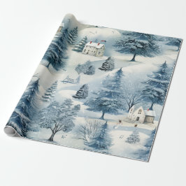 Papel De Regalo Pueblo de Navidades Snowy