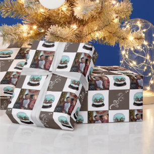 Papel De Regalo Pueblo de Nieve de Vidrio Foto de Navidad Marrón
