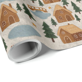 Papel de Regalo Pueblo de Pan de Jengibre Acogedor