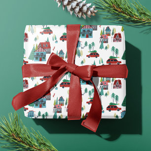 Papel De Regalo Pueblo de patinaje nórdico adorable patrón de Navi