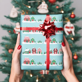 Papel de Regalo Pueblo Navideño Deja que Nevee