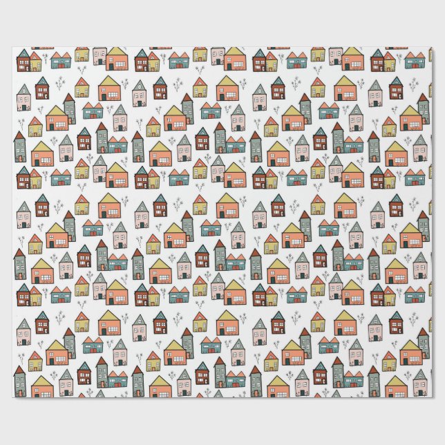 Papel De Regalo pueblo vintage (Superficie plana)