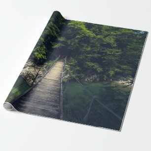 Papel De Regalo Puente colgante simple río Idrijca, Eslovenia