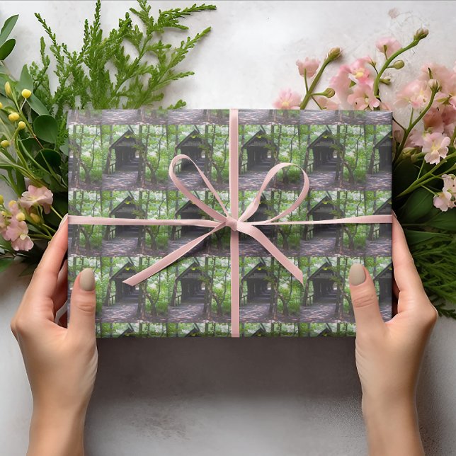 Papel De Regalo Puente cubierto de Cambron, condado de Madison, Al (Cambron Covered Bridge, Madison County, Alabama Wrapping Paper)