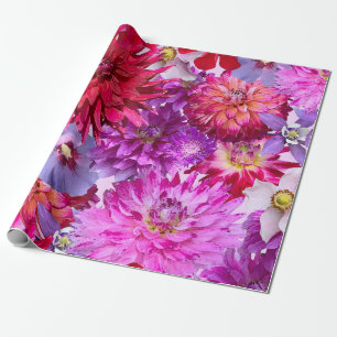 Papel De Regalo Puente de Flores - formato grande, flores rosadas,