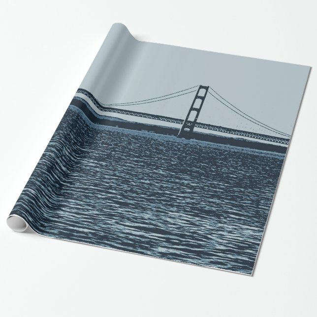 Papel De Regalo Puente Mackinac Península Superior Michigan (Desenrollado)