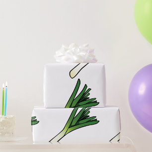 Papel De Regalo Puerro Verde Simple Verdura