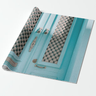 PAPEL DE REGALO PUERTAS VERDE AZULADAS CERRADAS DE FRANCIA