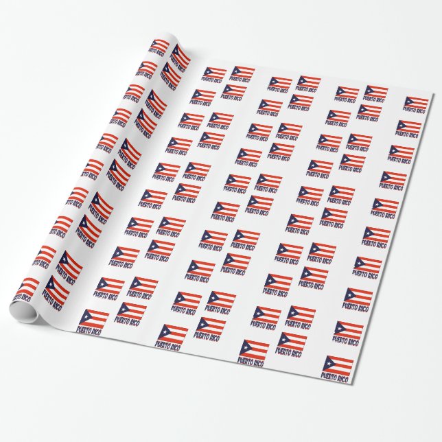Papel De Regalo Puerto Rico y la bandera puertorriqueña (Desenrollado)