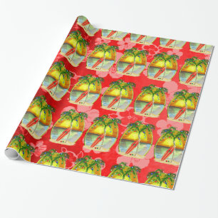 Papel De Regalo Puesta del sol de la playa del navidad