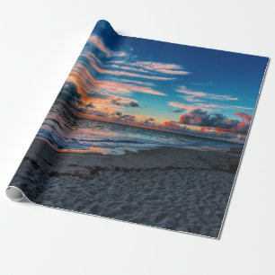 Papel De Regalo Puesta del sol tropical del océano de la playa de