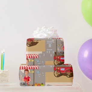 Papel De Regalo Puesto de comida callejera colorido con vendedor s