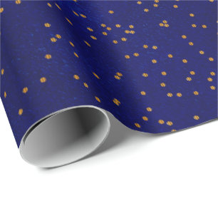 Papel De Regalo Puestos de confetti de oro azul oscuro