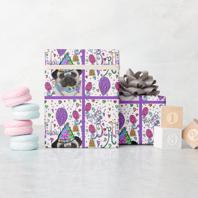 PAPEL DE REGALO PUG (Baby Shower)