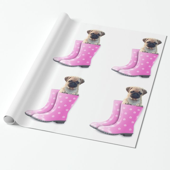 Papel De Regalo Pug (Desenrollado)