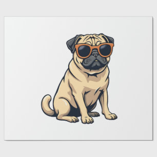 Papel De Regalo Pug antiguo haciendo dab con gafas de sol Perro di