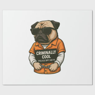 Papel De Regalo Pug Criminalmente Cool � Diseño Divertido de Perro