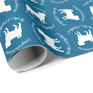 Papel De Regalo Pug Dog Baby Shower Blue Puppy Boy