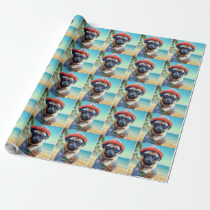 Papel De Regalo Pug en la playa, regalo de verano para amante de l