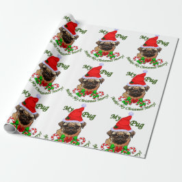 Papel De Regalo Pug Navidades Merry