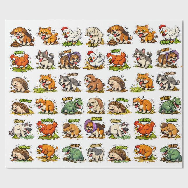 Papel De Regalo Puke & Poop Party: Animal Mayhem (Superficie plana)
