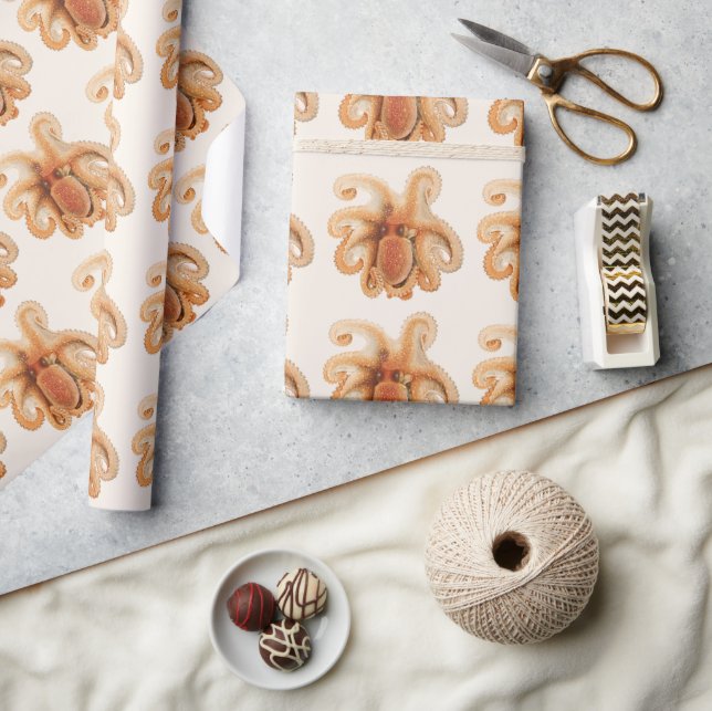 Papel De Regalo Pulf Octopus Salutii, Animales Acuáticos Marinos A (Artesanía)