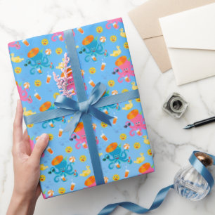 Papel De Regalo Pulpito Azul Bajo el Mar Cumpleaños de Niño Fiesta