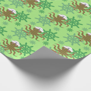 Papel De Regalo Pulpo del marinero del navidad