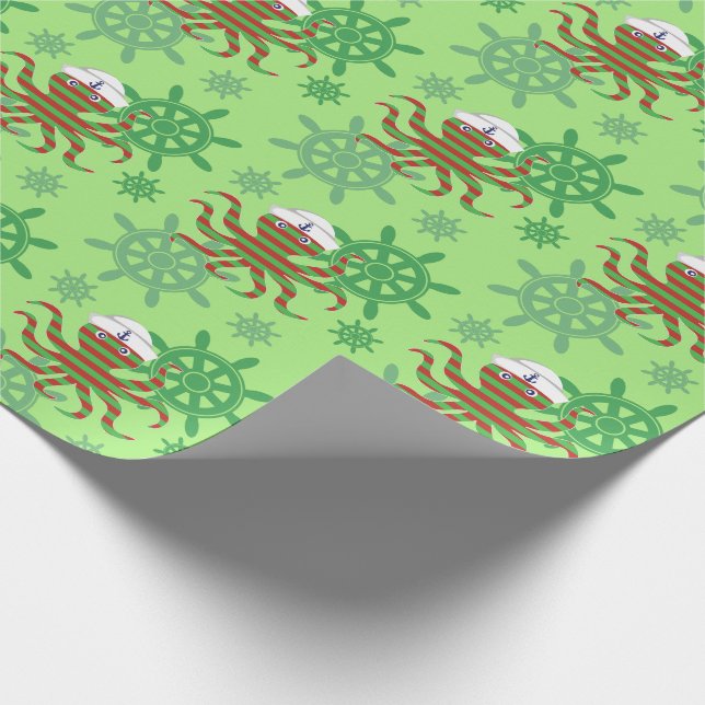 Papel De Regalo Pulpo del marinero del navidad (Esquina)