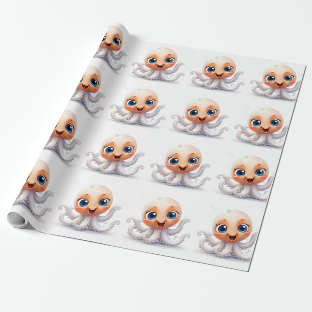 Papel De Regalo pulpo lindo y divertido (Desenrollado)