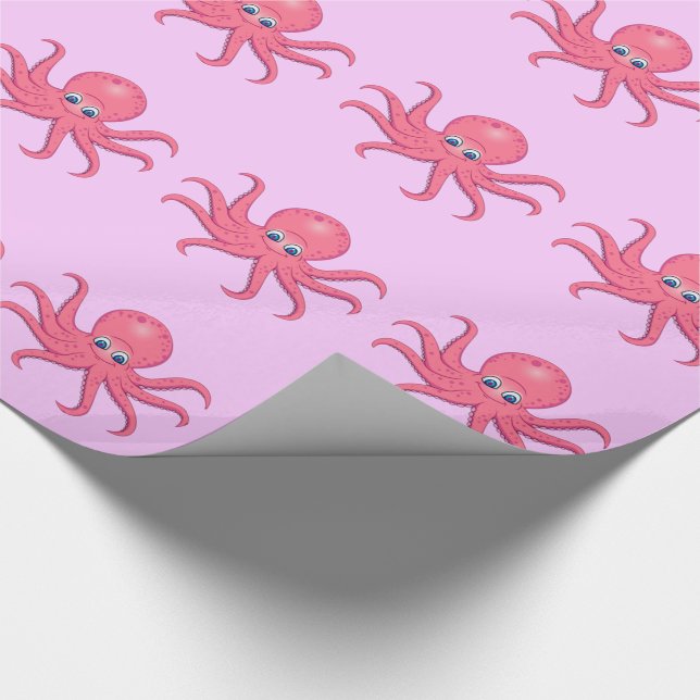 Papel De Regalo Pulpo Rosa Adorable (Esquina)
