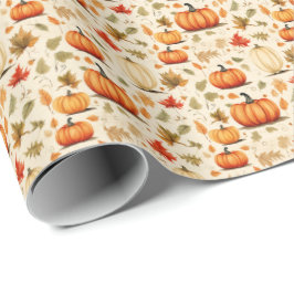 Papel De Regalo Pumpkin Spice Fall Leaves Rustic Gift Wrap Design