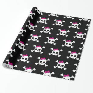 Papel De Regalo punk emo femenino cráneo huesos cruzados