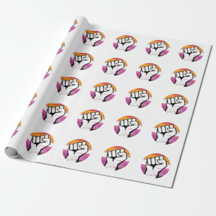 Papel De Regalo Puño de Orgullo Lesbiano en Círculo Impreso