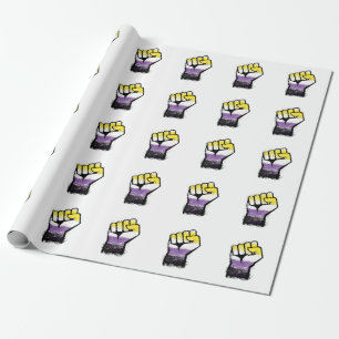 Papel De Regalo Puño de Orgullo No Binario de Protesta