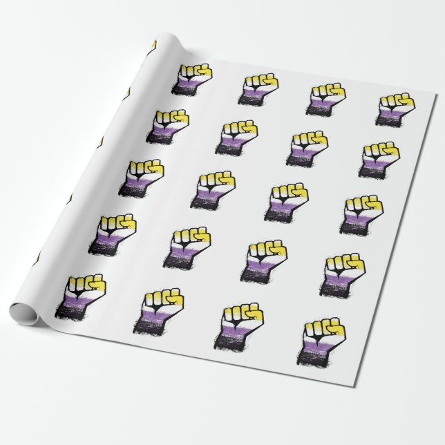 Papel De Regalo Puño de Orgullo No Binario de Protesta (Desenrollado)