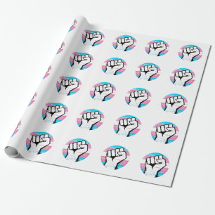 Papel De Regalo Puño de Orgullo Trans Impreso en Círculo
