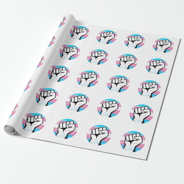 Papel De Regalo Puño de Orgullo Trans Impreso en Círculo (Desenrollado)