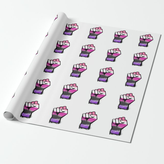 Papel De Regalo Puño de protesta genderfluid (Desenrollado)