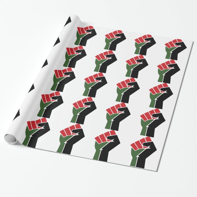 Papel De Regalo Puño verde rojo negro (Desenrollado)