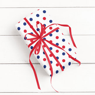 Papel De Regalo Punto blanco rojo y azul