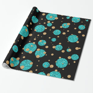 Papel De Regalo Punto de Confeti Dorado Azul Verde
