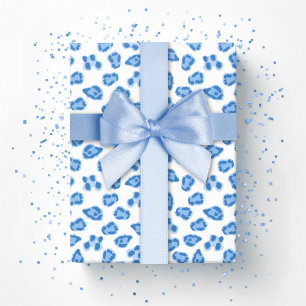 Papel De Regalo Punto de leopardo en porcelana azul